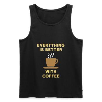 Everything is better with coffee - Men's Premium Organic Tank Top - black - Front - Michal (187cm)