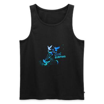 kitesurfing,surfing,surfer,welle,blau,vögel - Männer Premium Bio Tank Top - Schwarz - Vorne - Michal (187cm)