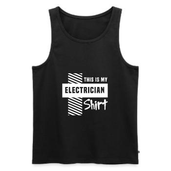 Ironie du dicton électricien Electro Voltage - Débardeur bio Premium Homme - noir - Devant - AI Model Male 178 light (178cm)