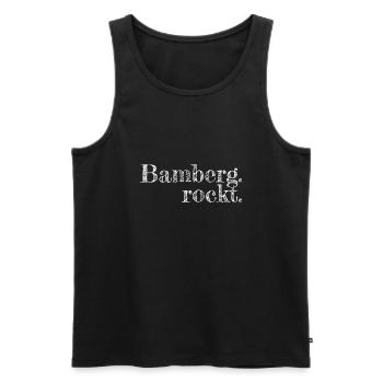 Bamberg rockt - Textdesign mit Stadtnamen - Männer Premium Bio Tank Top - Schwarz - Vorne - Michal (187cm)