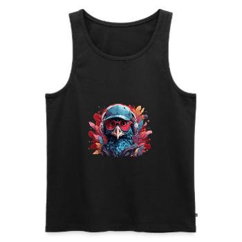Paon Animal Art I Cool Paon mignon - Débardeur bio Premium Homme - noir - Devant - Michal (187cm)