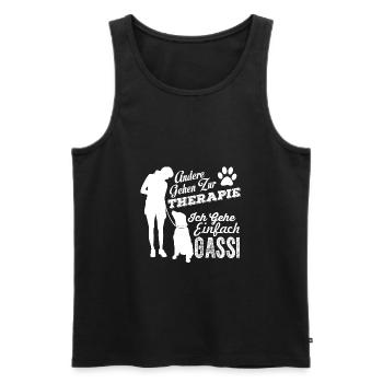Dog-walking instead of therapy - Men's Premium Organic Tank Top - black - Front - AI Model Male 178 light (178cm)