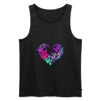 Hungarian flowers, blue, flower heart, heart, paprika - Men's Premium Organic Tank Top - black - Front - AI Model Male 178 light (178cm)