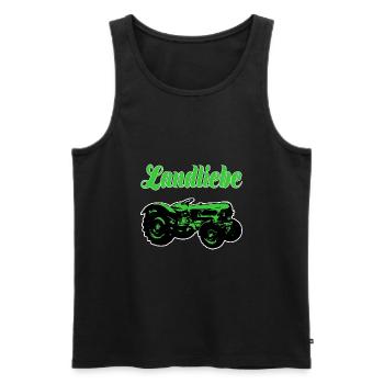 Landliebe Traktor Grasgrün - Männer Premium Bio Tank Top - Schwarz - Vorne - Michal (187cm)