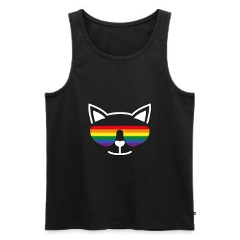 Niedliche Katze Regenbogen Sonnenbrille Motiv - Männer Premium Bio Tank Top - Schwarz - Vorne - Michal (187cm)
