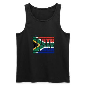 South Africa - Men's Premium Organic Tank Top - black - Front - AI Model Male 178 light (178cm)