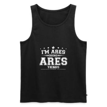 Ares - Men's Premium Organic Tank Top - black - Front - AI Model Male 178 light (178cm)