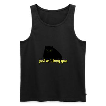 black cat is watching you - Männer Premium Bio Tank Top - Schwarz - Vorne - AI Model Male 178 light (178cm)