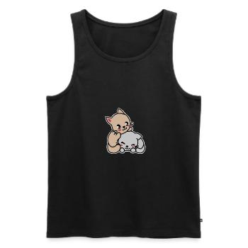 Zwei süße Katzen, Kawaii, Comic - Männer Premium Bio Tank Top - Schwarz - Vorne - AI Model Male 178 light (178cm)