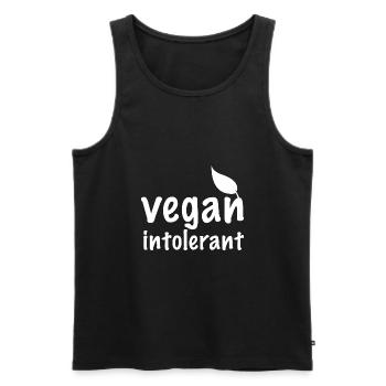 Vegan Intolerant - Men's Premium Organic Tank Top - black - Front - AI Model Male 178 light (178cm)