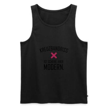 Kreuzbandriss ist scheiße aber modern -Farbwechsel - Männer Premium Bio Tank Top - Schwarz - Vorne - Michal (187cm)