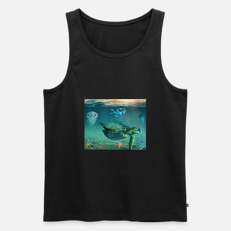 Schildkröte Meer Geschenk Geschenkidee - Männer Premium Bio Tank Top - Schwarz