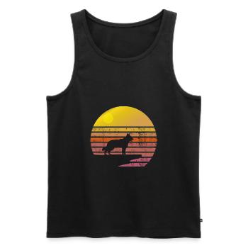 Swiss Shepherd Sunrise Cliff - Men's Premium Organic Tank Top - black - Front - Michal (187cm)