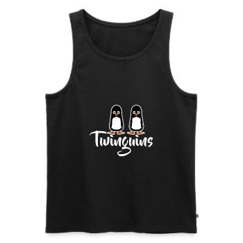 niedliche Pinguine Zwillinge Wortspiel - Männer Premium Bio Tank Top - Schwarz - Vorne - Michal (187cm)