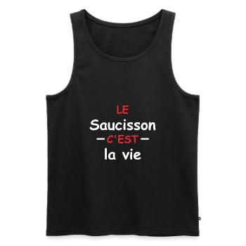 Le saucisson c'est la vie - Débardeur bio Premium Homme - noir - Devant - AI Model Male 178 light (178cm)