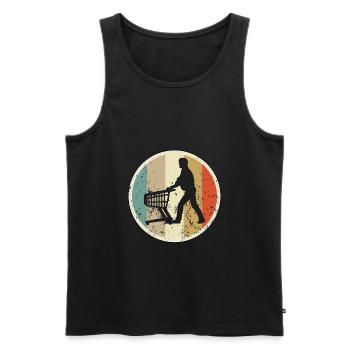Mann mit Einkaufswagen Supermarkt - Männer Premium Bio Tank Top - Schwarz - Vorne - AI Model Male 178 light (178cm)