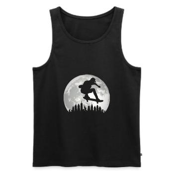 Skateboarder New York Skyline Moon - Men's Premium Organic Tank Top - black - Front - Michal (187cm)