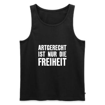 ARTGERECHT IST NUR DIE FREIHEIT - Männer Premium Bio Tank Top - Schwarz - Vorne - Michal (187cm)