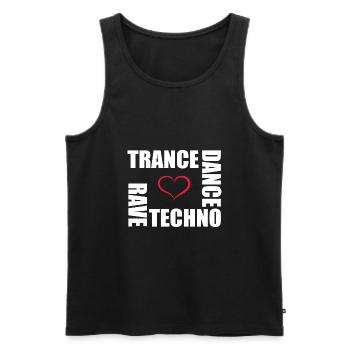 techno dance trance rave - Débardeur bio Premium Homme - noir - Devant - AI Model Male 178 light (178cm)