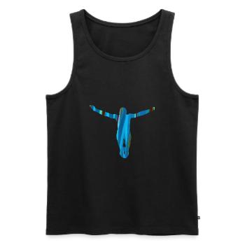 sprung,cliffhanger,springer,graffiti,blau - Männer Premium Bio Tank Top - Schwarz - Vorne - AI Model Male 178 light (178cm)