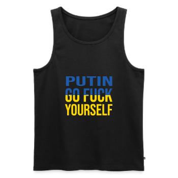 fuck poutine - Débardeur bio Premium Homme - noir - Devant - AI Model Male 178 light (178cm)