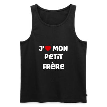 J' AIME petit frère - Débardeur bio Premium Homme - noir - Devant - Michal (187cm)