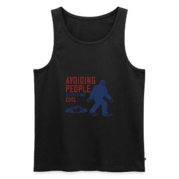 Avoiding People Before it was Cool - Men's Premium Organic Tank Top - black - Front - AI Model Male 178 light (178cm)