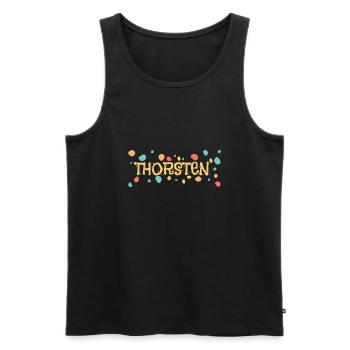 Kleckse Farbkleckse Thorsten - Männer Premium Bio Tank Top - Schwarz - Vorne - Michal (187cm)