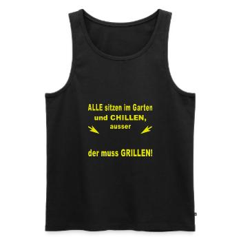 Lustiger Grill-Spruch - Männer Premium Bio Tank Top - Schwarz - Vorne - AI Model Male 178 light (178cm)