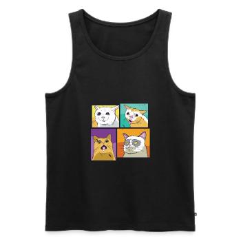 Meme cats - Men's Premium Organic Tank Top - black - Front - AI Model Male 178 light (178cm)