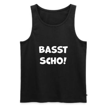 Basst Scho - Männer Premium Bio Tank Top - Schwarz - Vorne - AI Model Male 178 light (178cm)