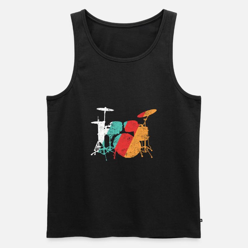Schlagzeug Retro Geschenk - Männer Premium Bio Tank Top - Schwarz