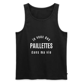 je veux des paillettes dans ma vie - Débardeur bio Premium Homme - noir - Devant - AI Model Male 178 light (178cm)