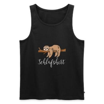 Schlafshirt - Männer Premium Bio Tank Top - Schwarz - Vorne - Michal (187cm)