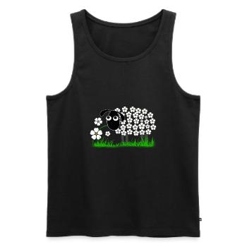 Cute Sheep With Flower Wool For Girls Women - Men's Premium Organic Tank Top - black - Front - AI Model Male 178 light (178cm)