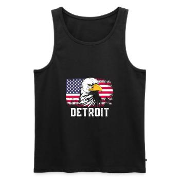 Detroit - Débardeur bio Premium Homme - noir - Devant - AI Model Male 178 light (178cm)