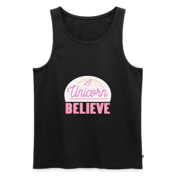 BELIEVE Cute Awesome Unicorn Designs T-Shirt - Männer Premium Bio Tank Top - Schwarz - Vorne - Michal (187cm)