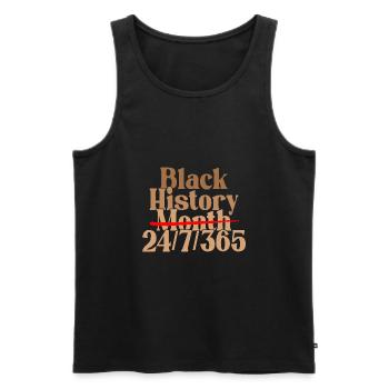 Black History Month 24/7/365 - Men's Premium Organic Tank Top - black - Front - AI Model Male 178 light (178cm)