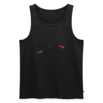 Buy Low, Sell High - Männer Premium Bio Tank Top - Schwarz - Vorne - AI Model Male 178 light (178cm)