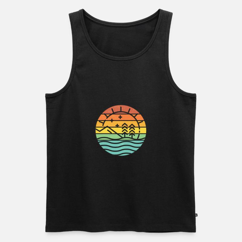 retro sunset island - Männer Premium Bio Tank Top - Schwarz