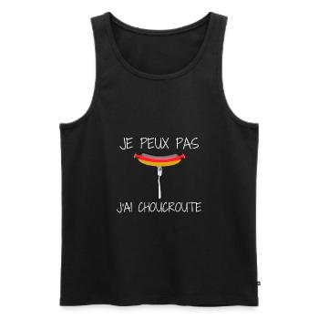 Je Peux Pas J'ai Choucroute Idée Cadeau Alsace - Débardeur bio Premium Homme - noir - Devant - AI Model Male 178 light (178cm)