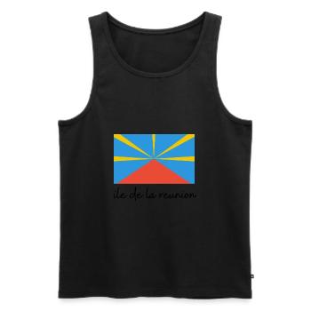 Drapeaux ile de la reunion - Débardeur bio Premium Homme - noir - Devant - AI Model Male 178 light (178cm)