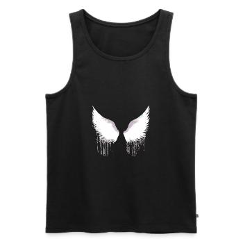 Ailes, ailes d’ange, ailes d’ange, blanc, graffiti - Débardeur bio Premium Homme - noir - Devant - Michal (187cm)