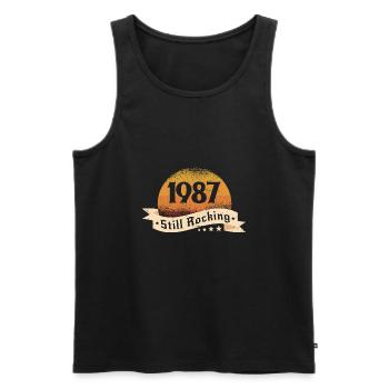 1987 - Männer Premium Bio Tank Top - Schwarz - Vorne - AI Model Male 178 light (178cm)