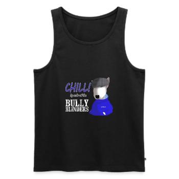 Bull Terrier Chill parodie - Débardeur bio Premium Homme - noir - Devant - AI Model Male 178 light (178cm)