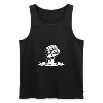 Muay Thai - Men's Premium Organic Tank Top - black - Front - AI Model Male 178 light (178cm)