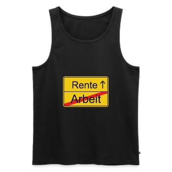 endlich RENTE - Männer Premium Bio Tank Top - Schwarz - Vorne - AI Model Male 178 light (178cm)
