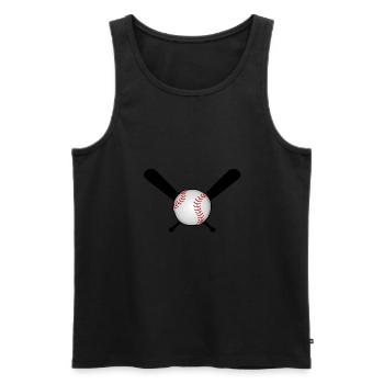 Baseball avec batte de baseball sur croix - Débardeur bio Premium Homme - noir - Devant - Michal (187cm)