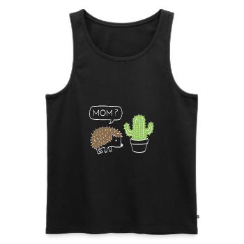 funny cactus with hedgehog gift - Men's Premium Organic Tank Top - black - Front - Michal (187cm)