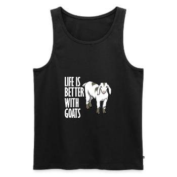 La vie avec les chèvres Un animal de ferme - Débardeur bio Premium Homme - noir - Devant - Michal (187cm)